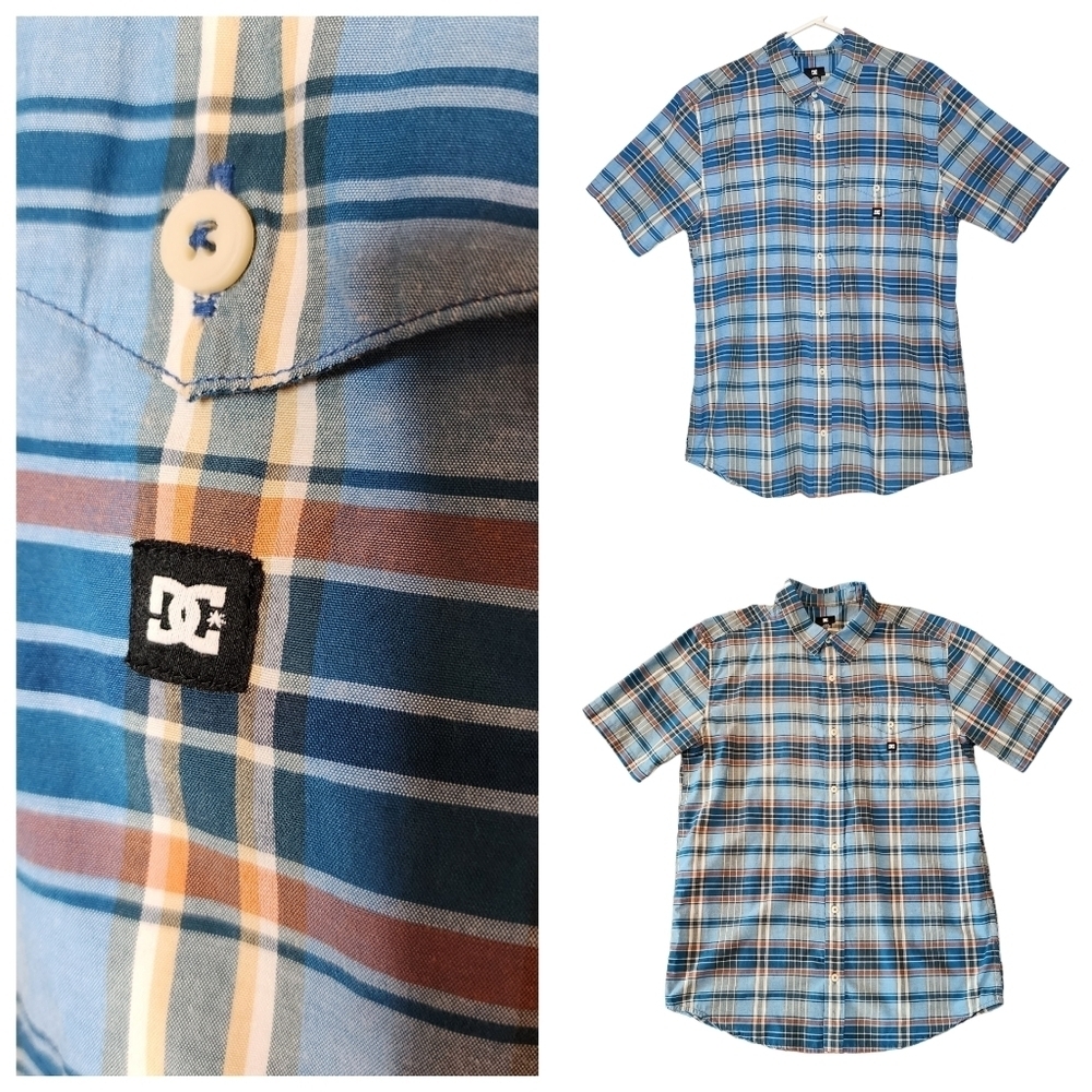 DC plaid short sleeve button down shirt